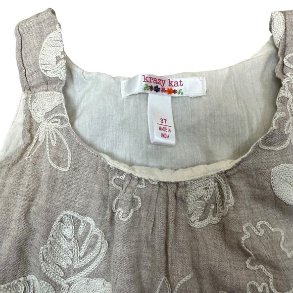 Krazy Kat Vintage Style Floral Lace Ruffle Dress Beige Size 3T - Picture 4 of 6